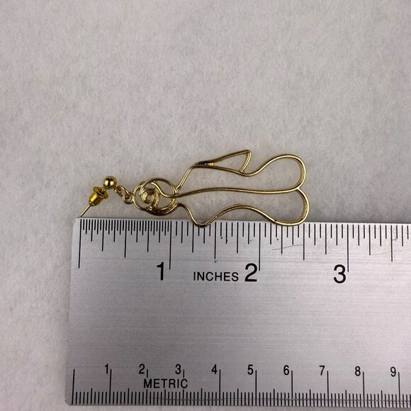 Abstract Gold Tone Sculptural Drop Earrings Fashion Artistic Metal Jewelry - Picture 3 of 3